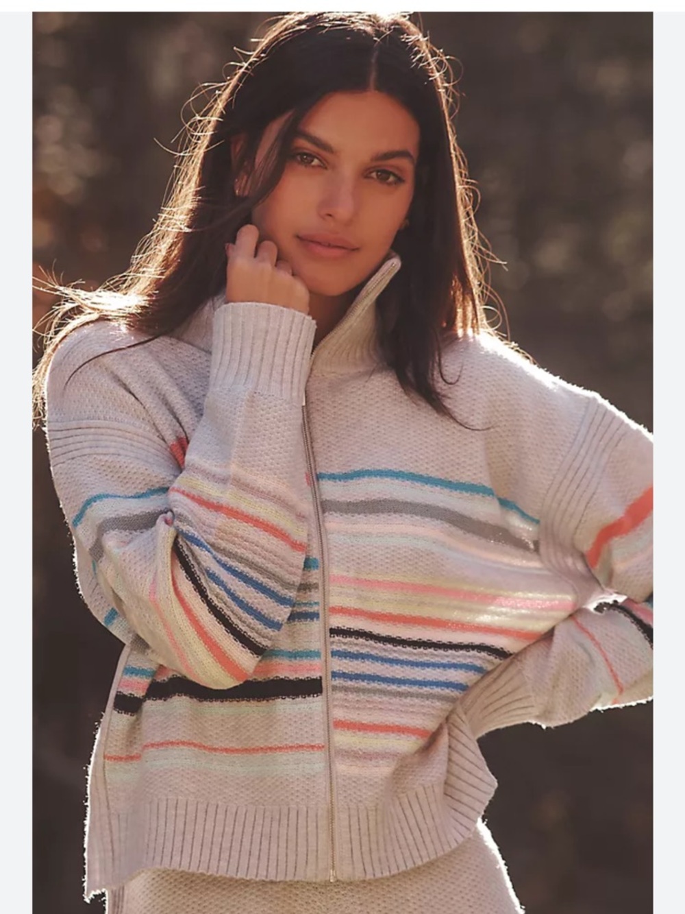 Anthropologie Daily Practice collard full zip striped cardigan size medium